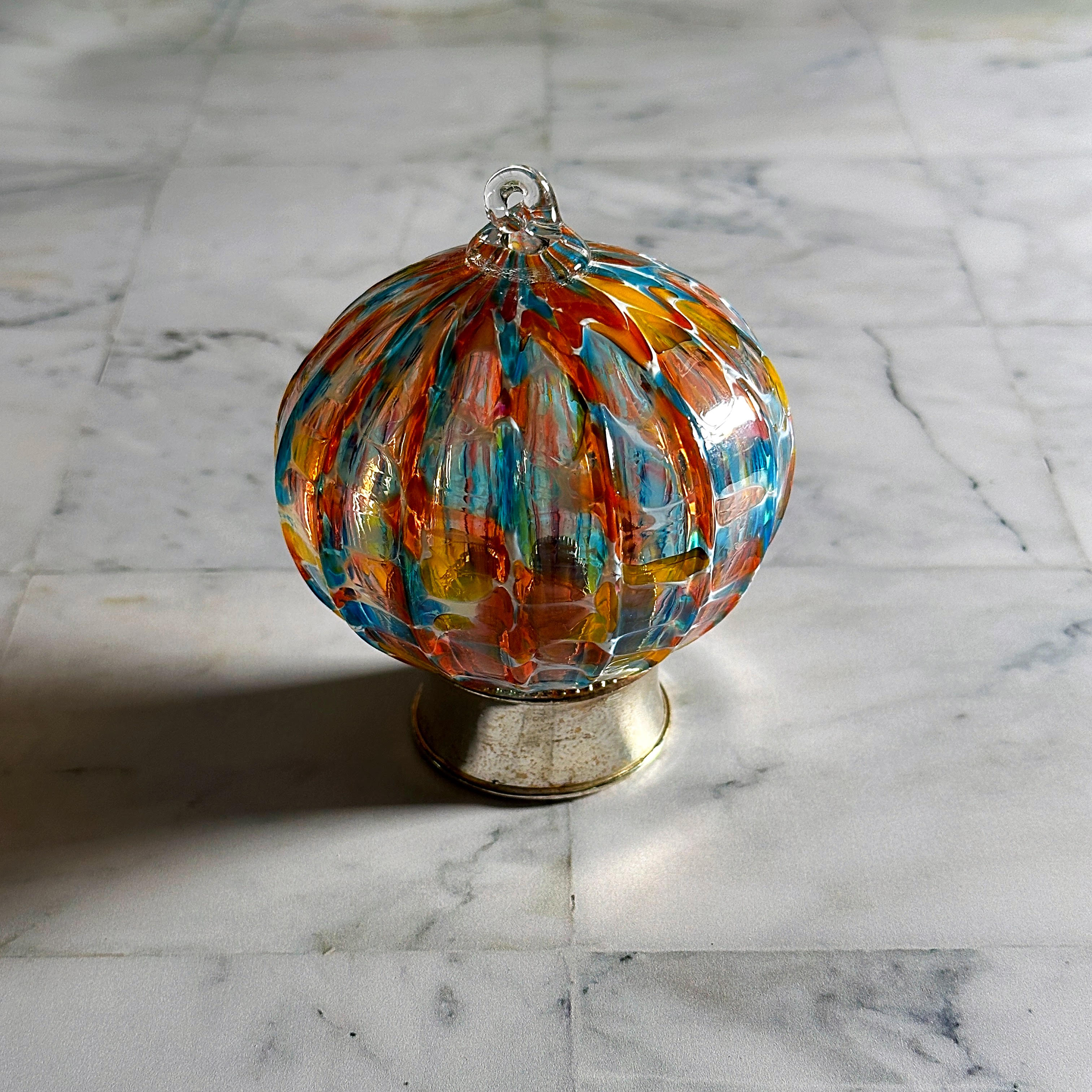 Blown glass ribbed ornament • Celebrate