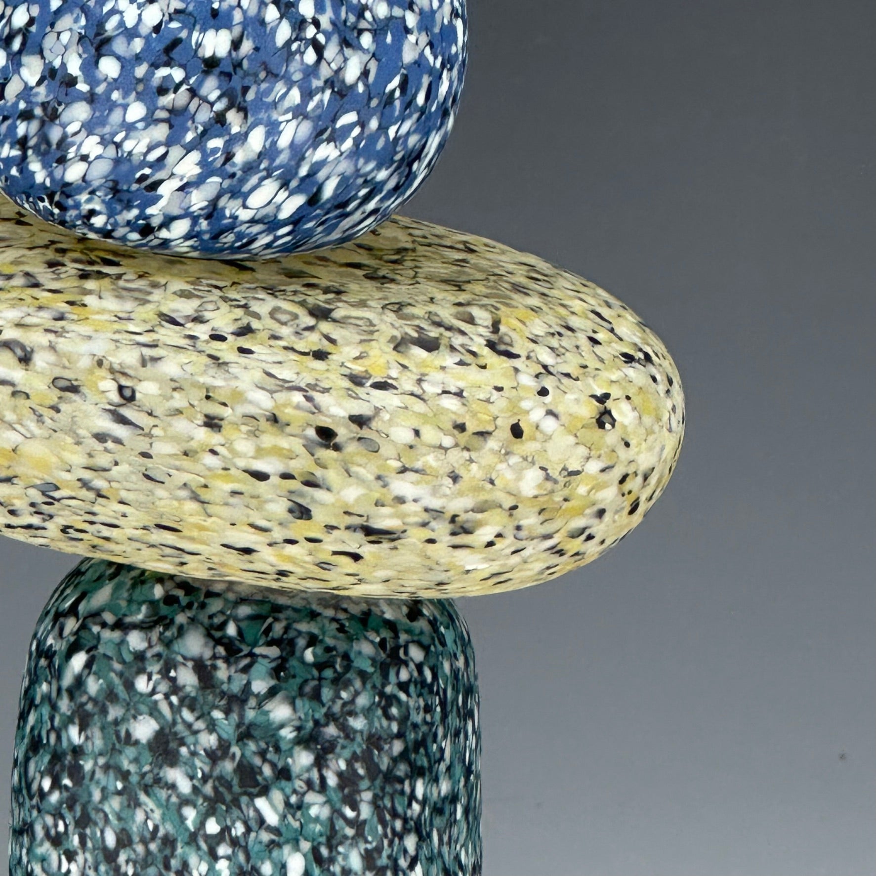 detail of 3 stone glass cairn