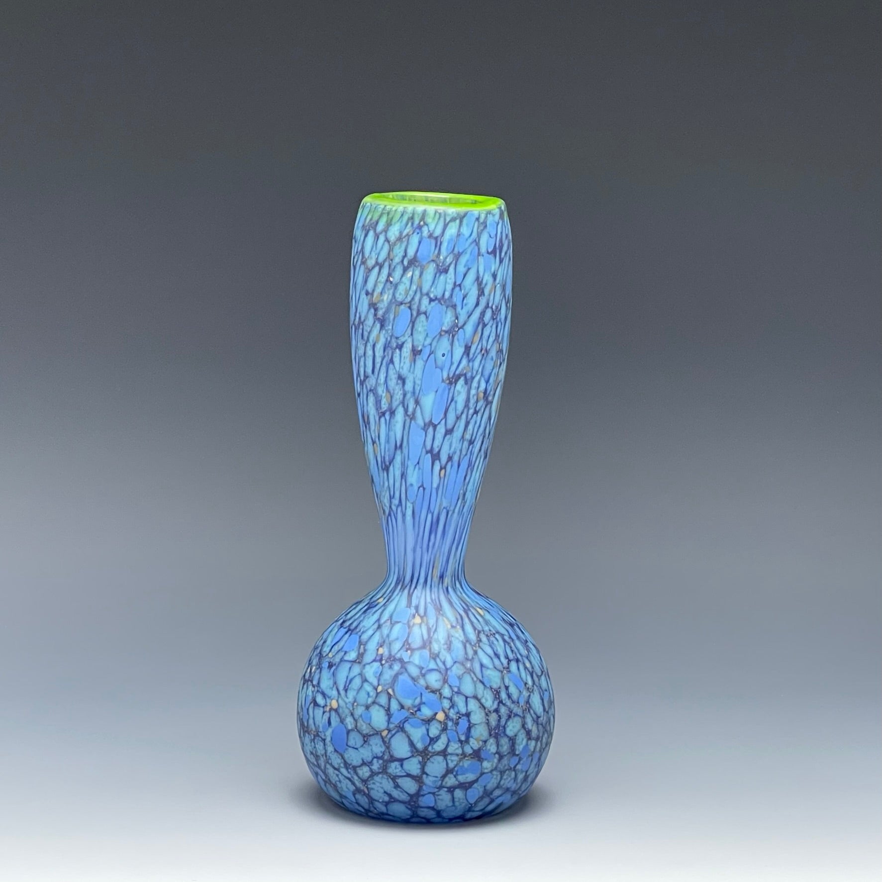 blue hand blown glass bottle