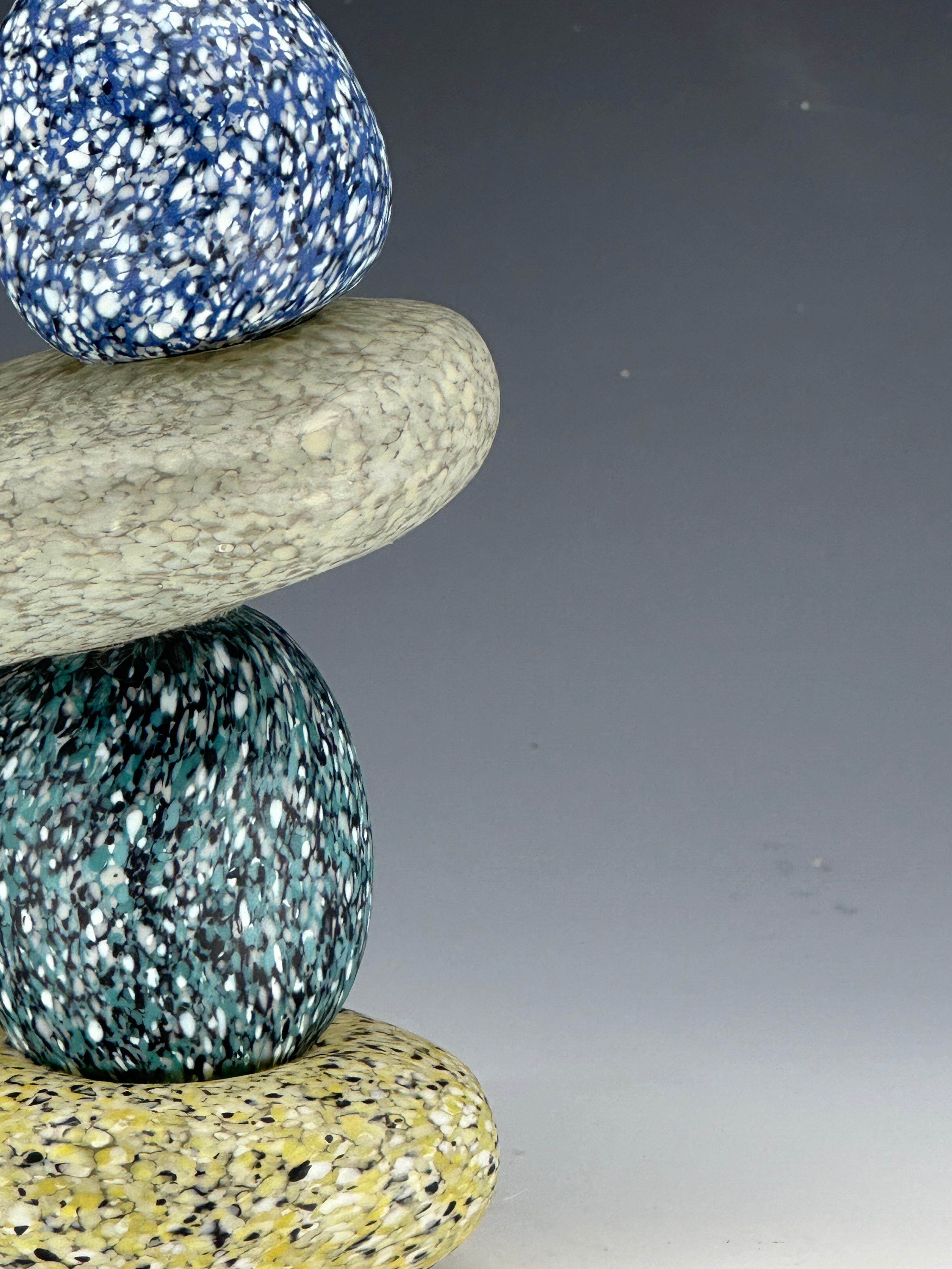 detail of 4 glass stone cairn