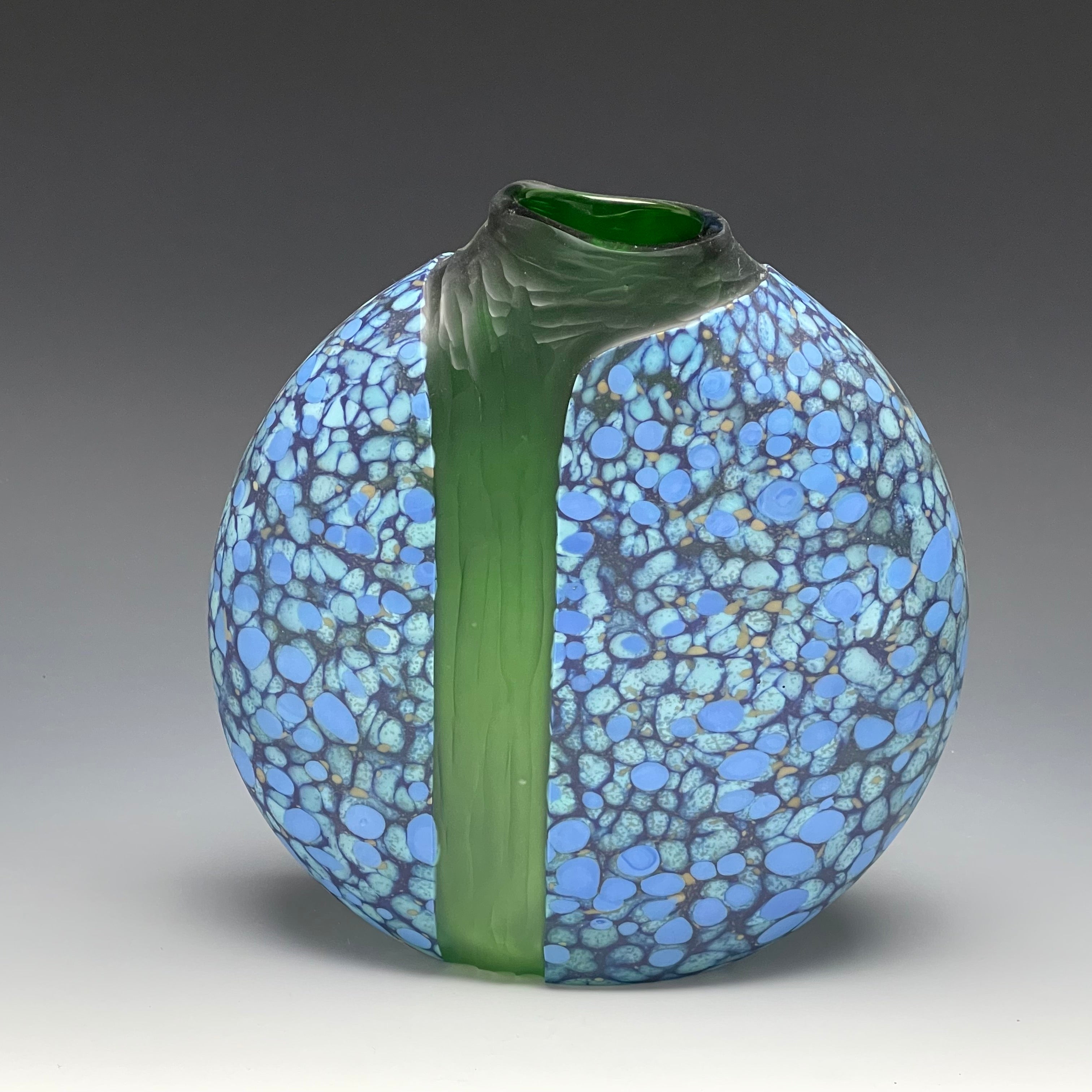 blue blown glass cascade vase