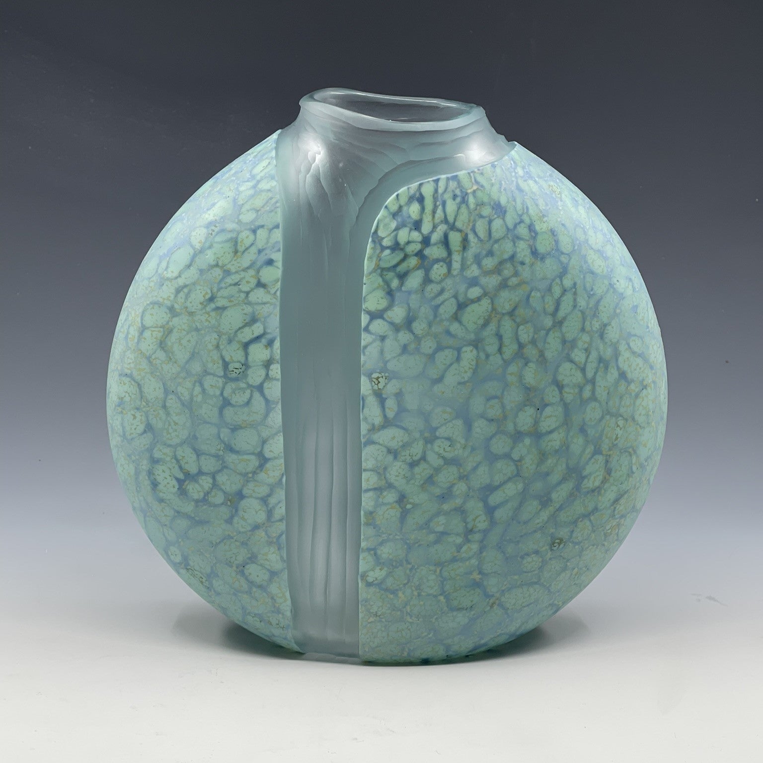 celadon blown glass cascade vase