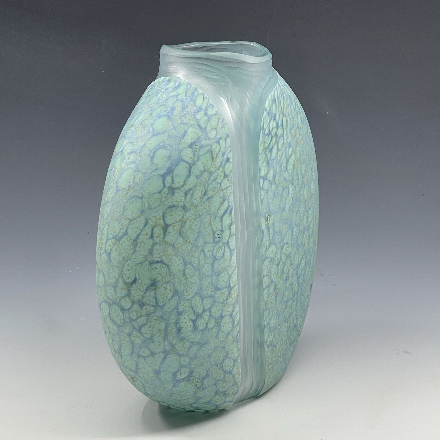 side view of blown glass cascade vase