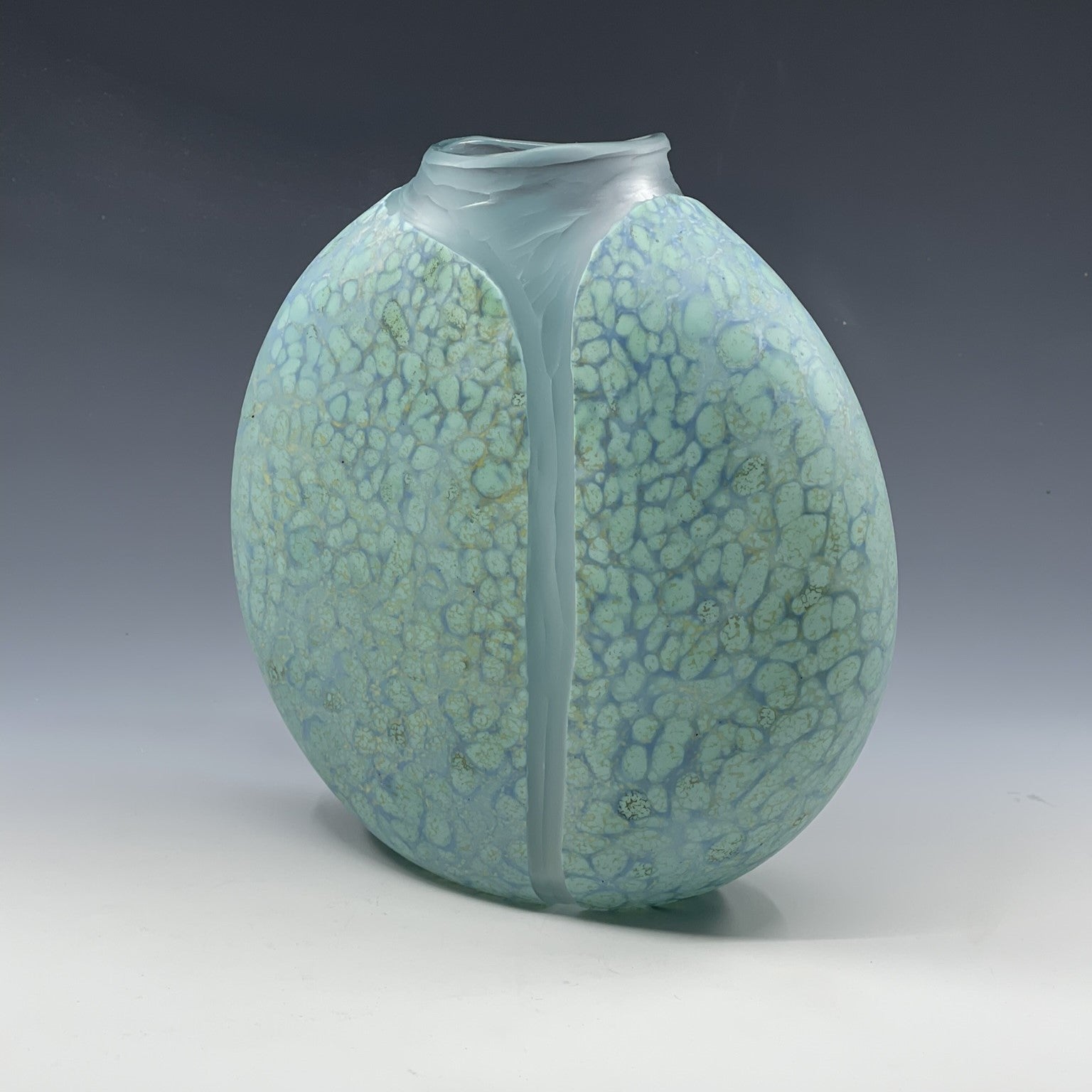 alternative view of celadon blown glass cascade vase