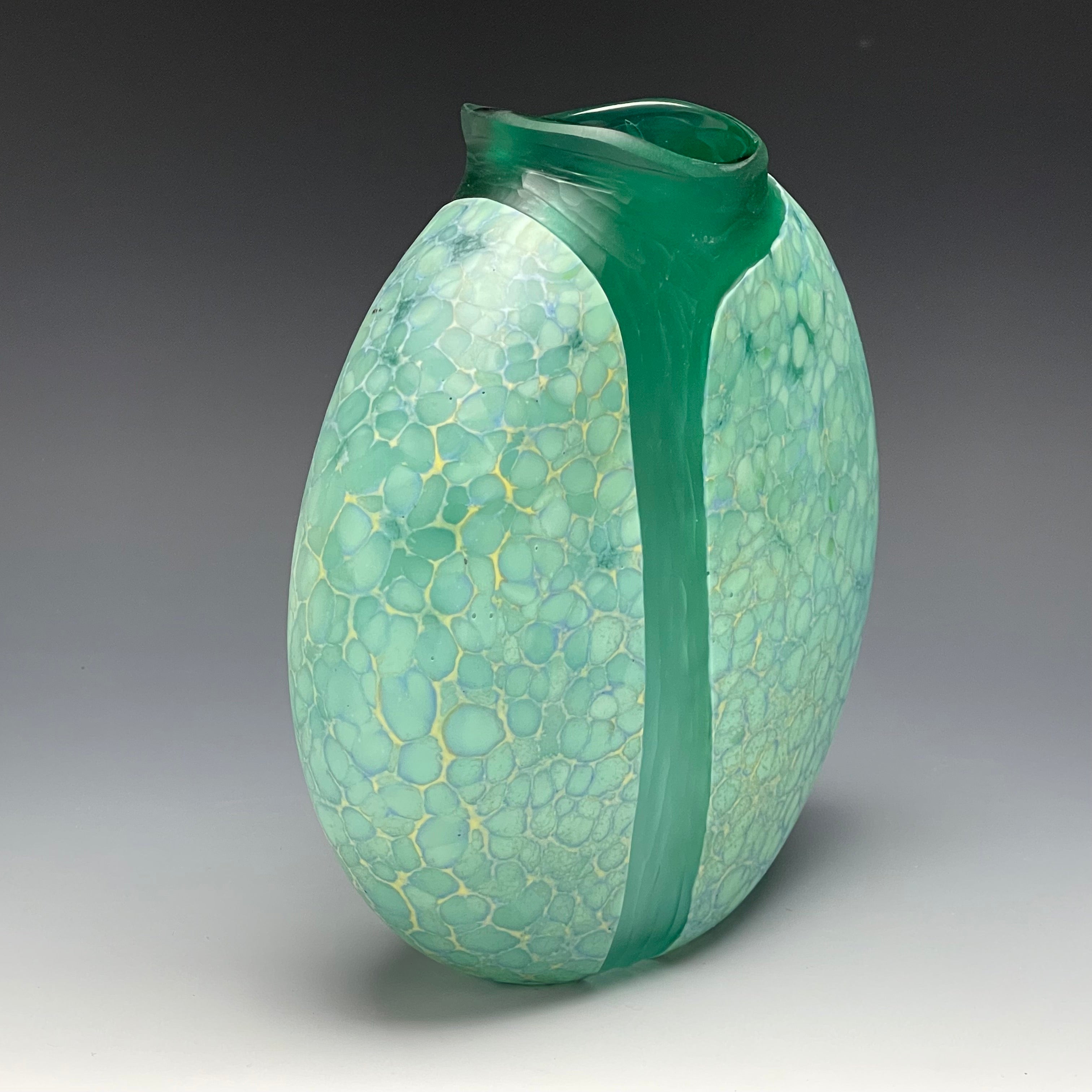 side view of celadon cascade vase