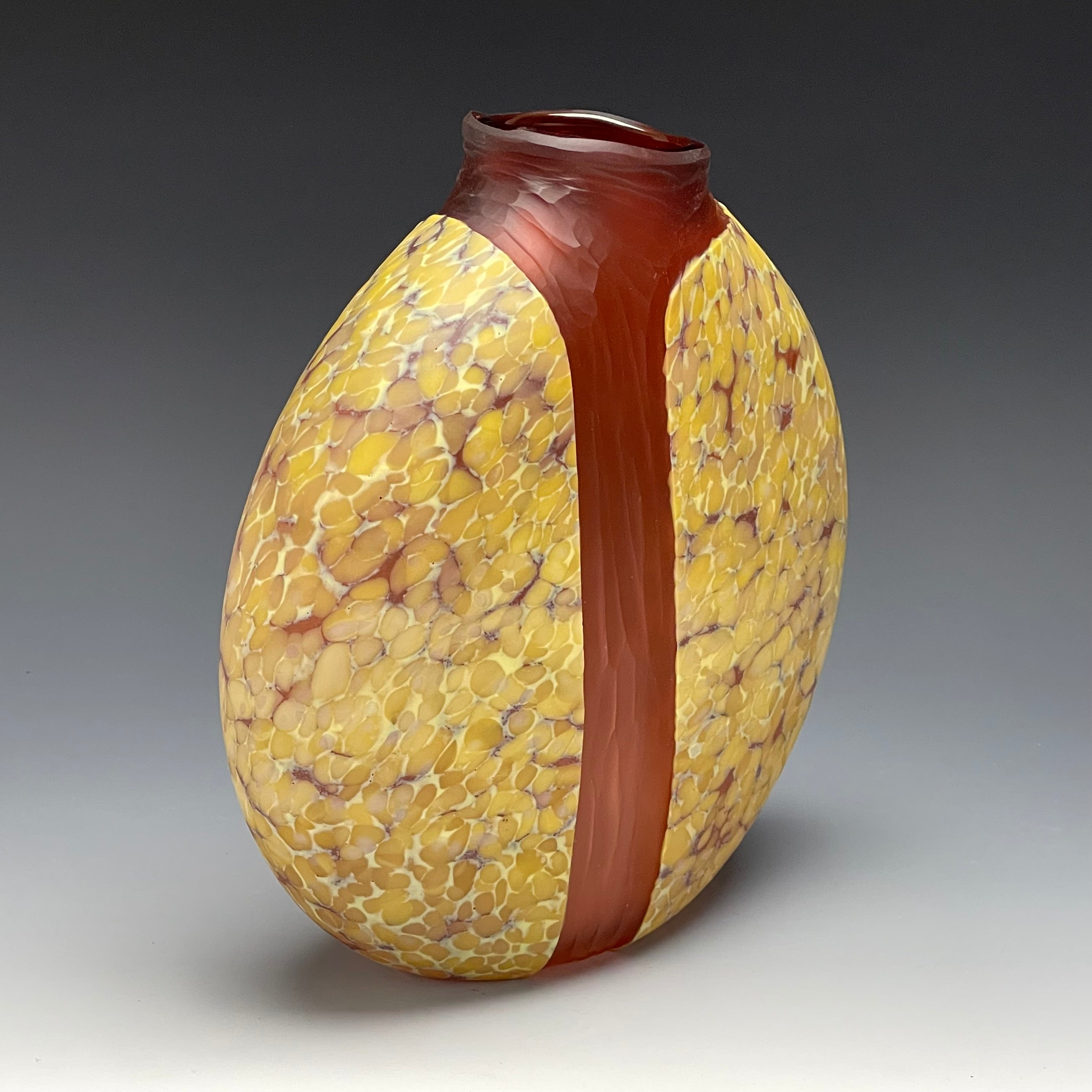 side view of curry cascade vase