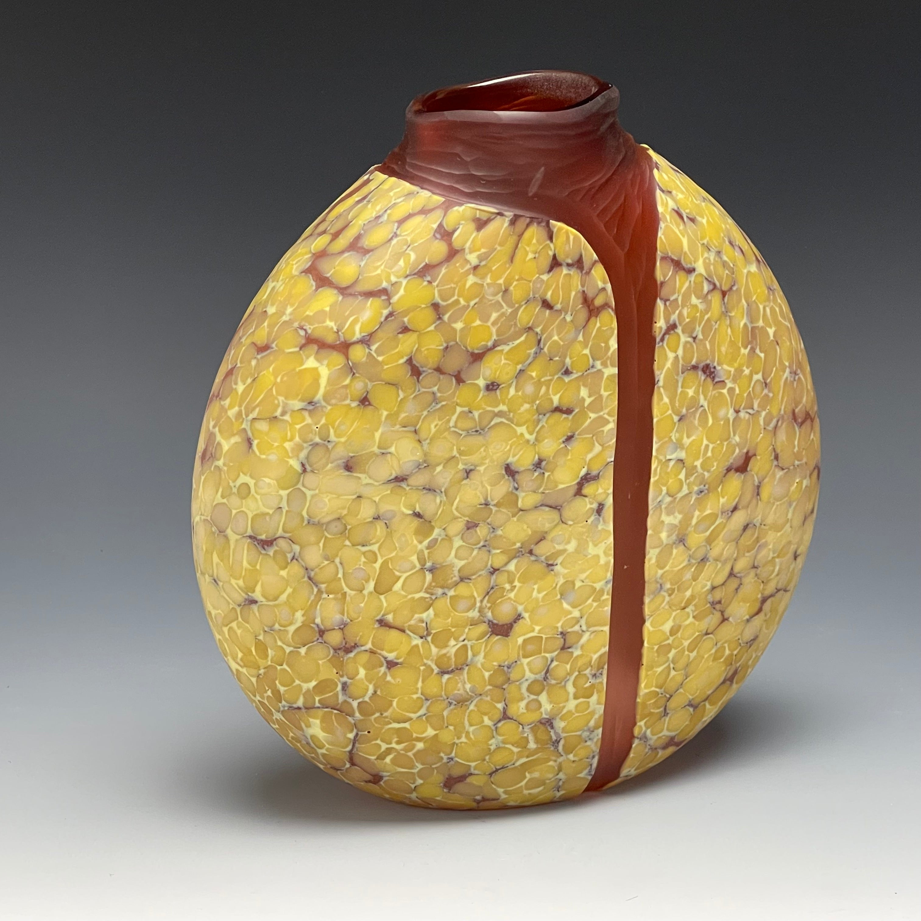 back view of curry cascade vase