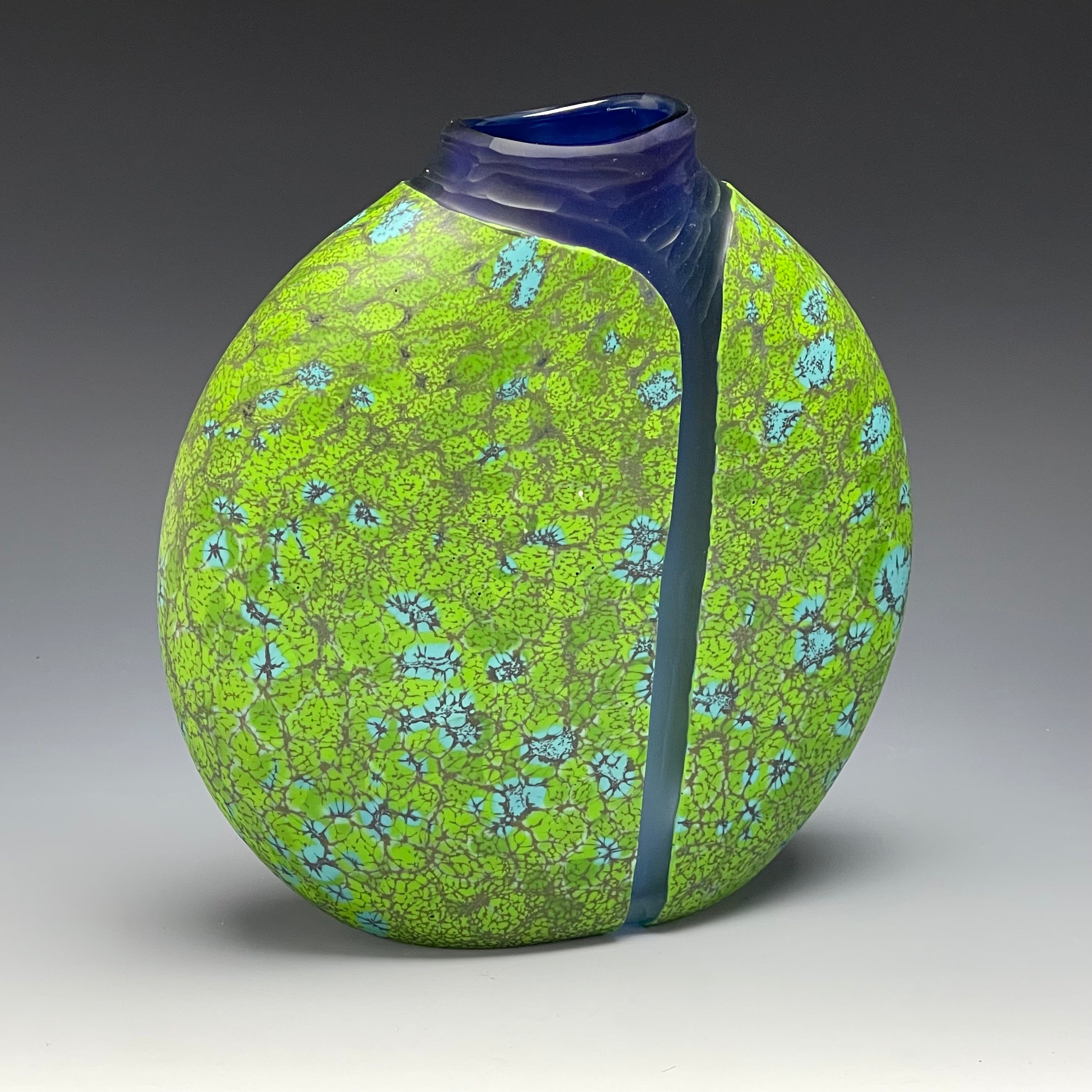 back view of green cascade vase