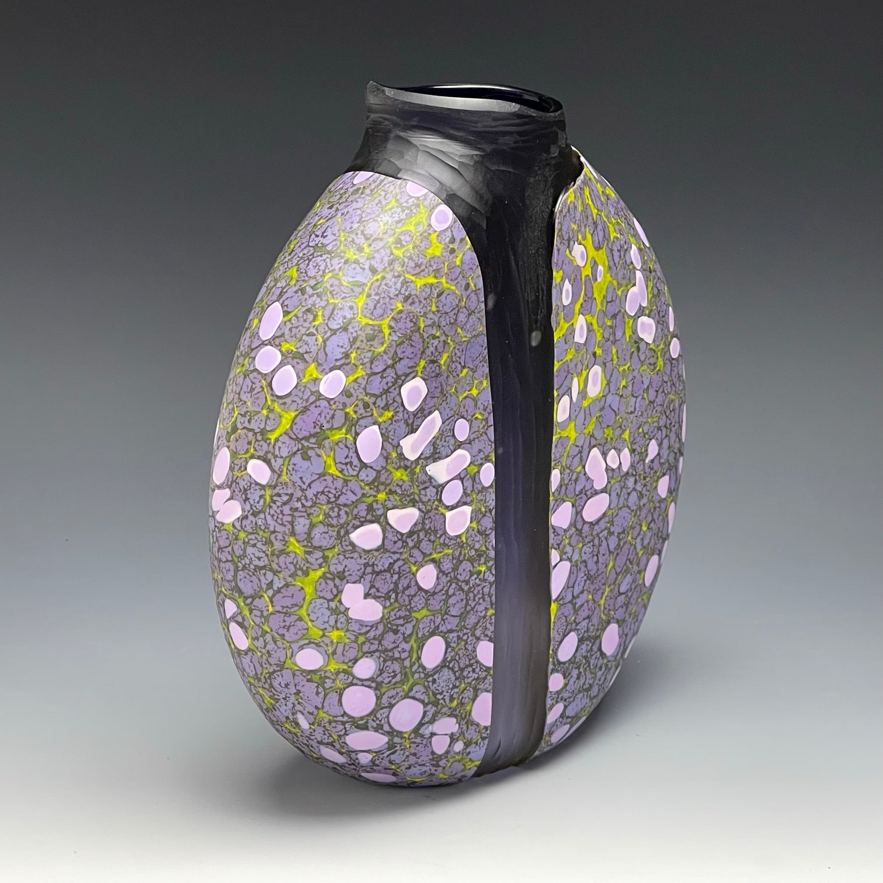 side view of purple cascade vase