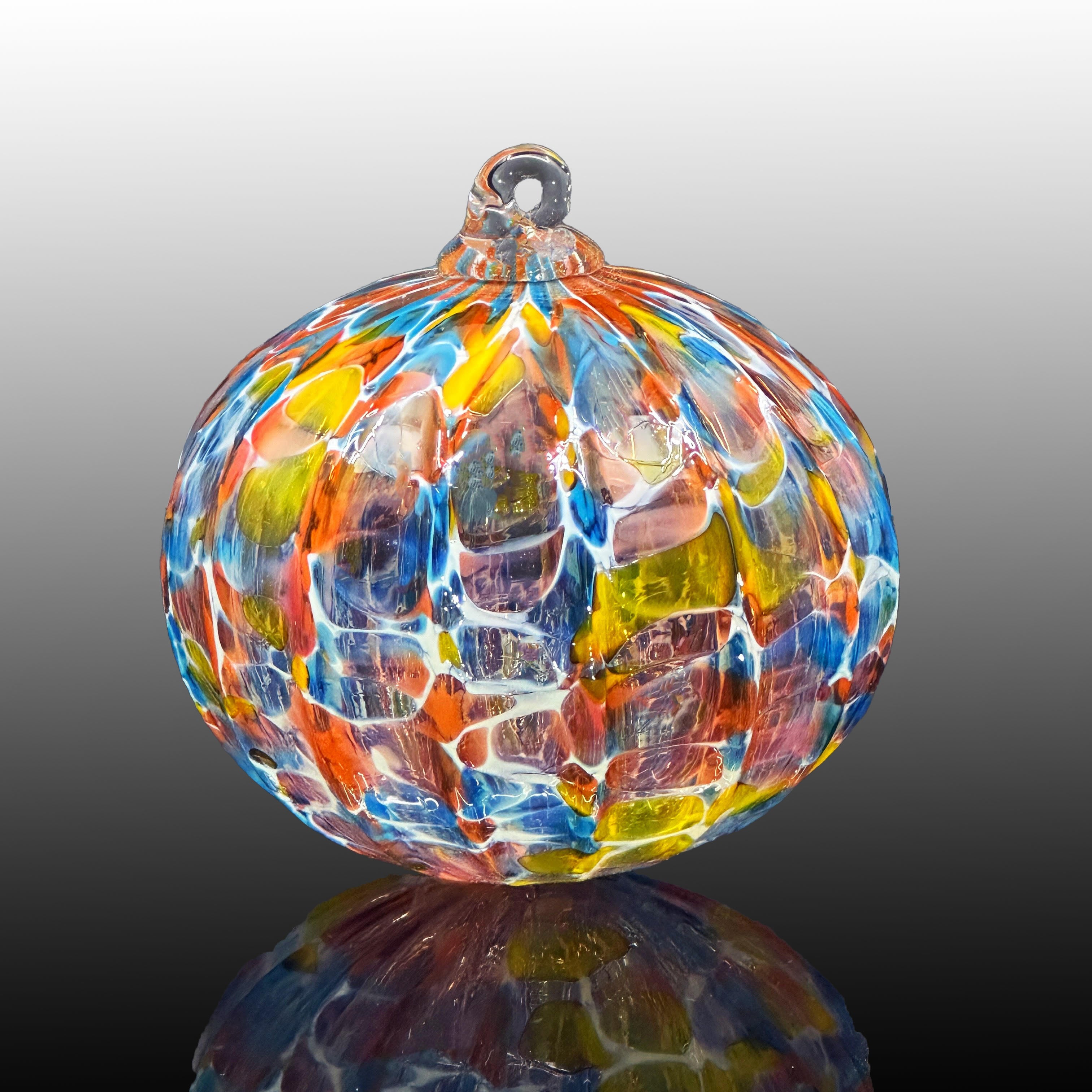 Blown glass ribbed ornament • Celebrate