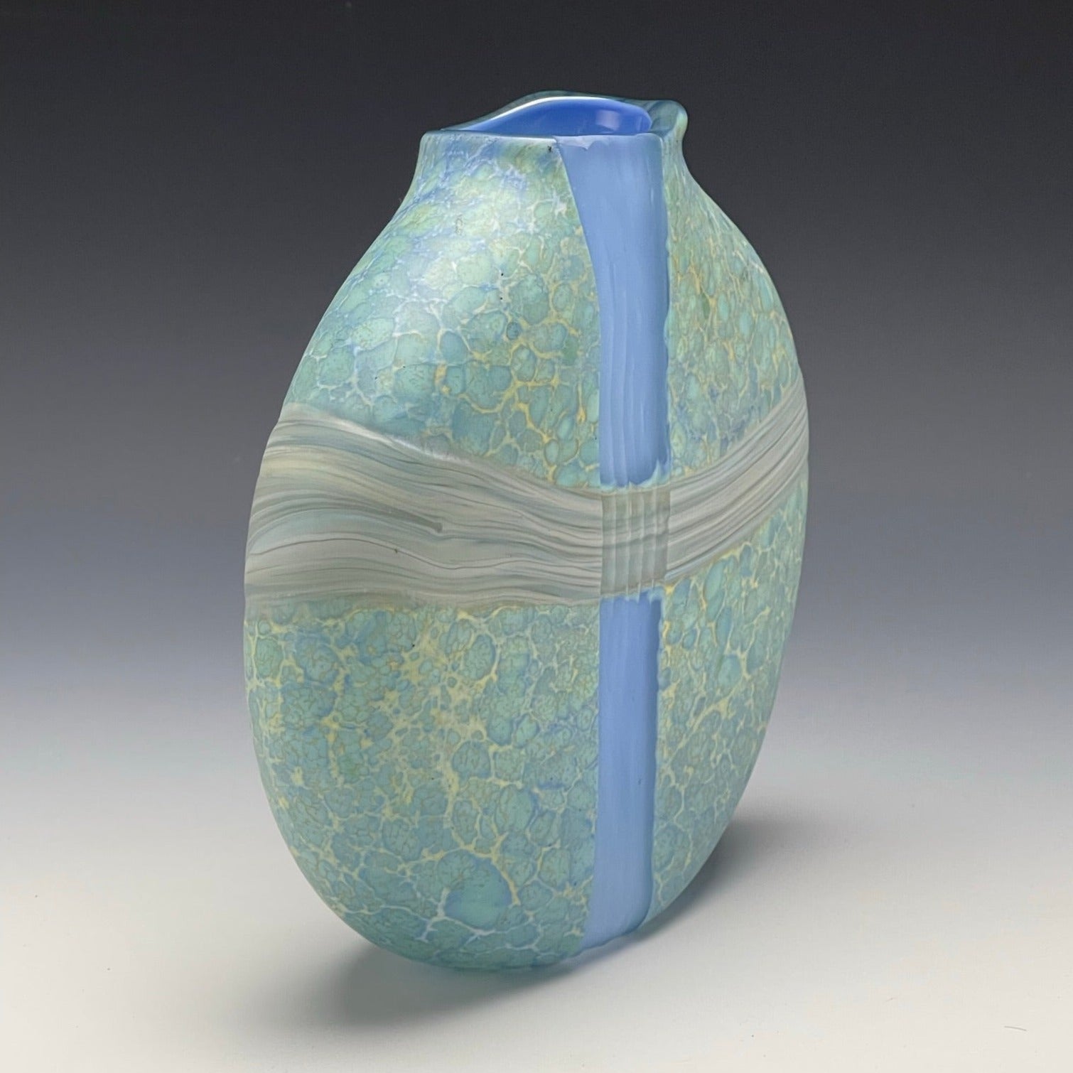 side view of celadon convergence vase