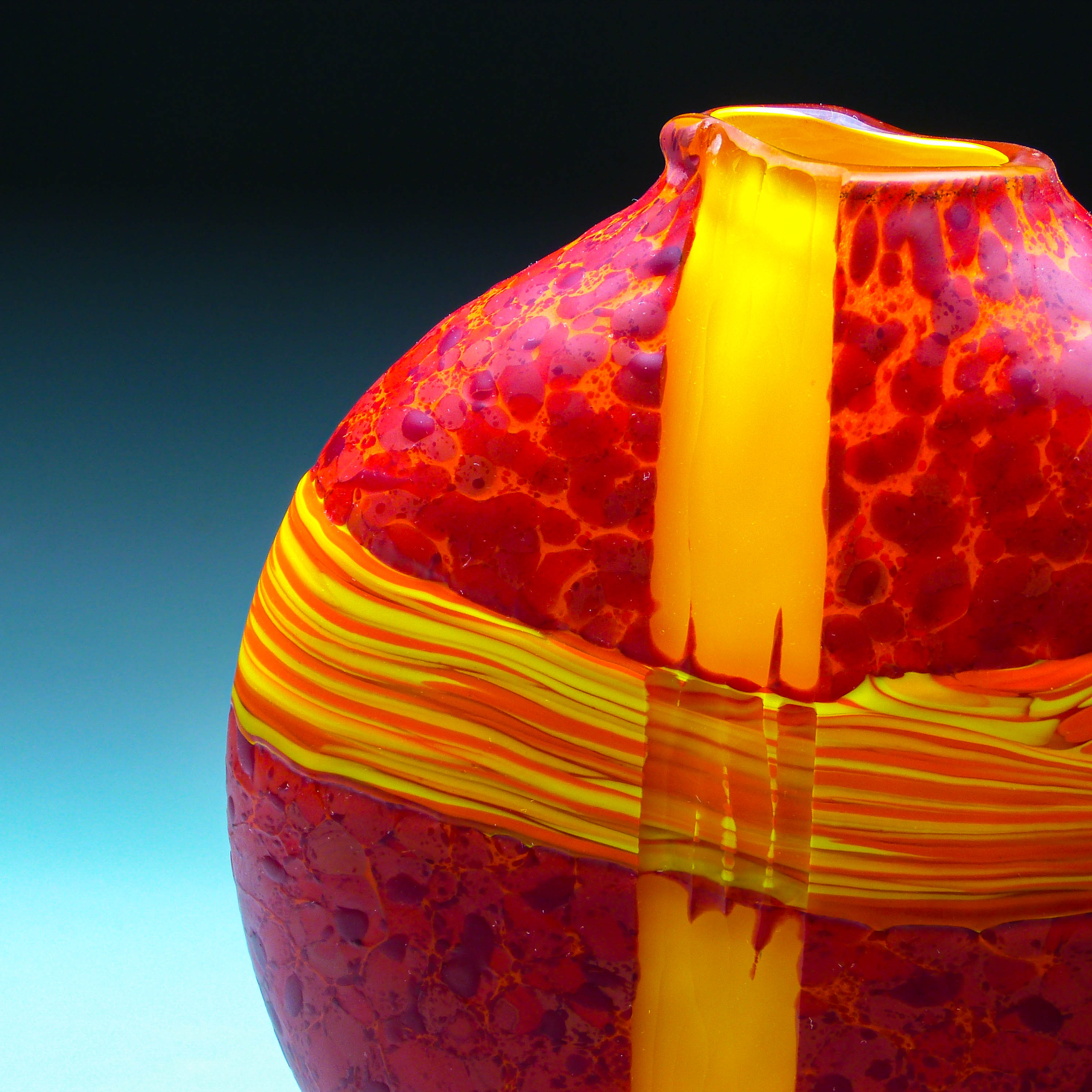 detail of red convergence vase