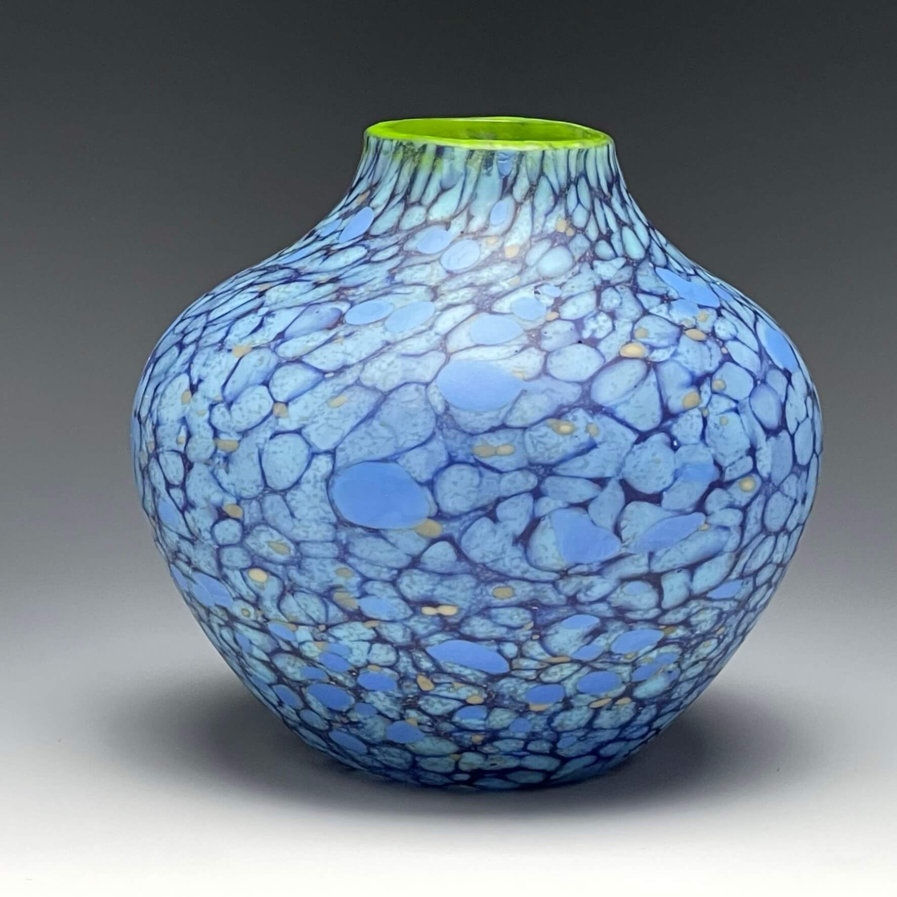 blue hand blown glass vase