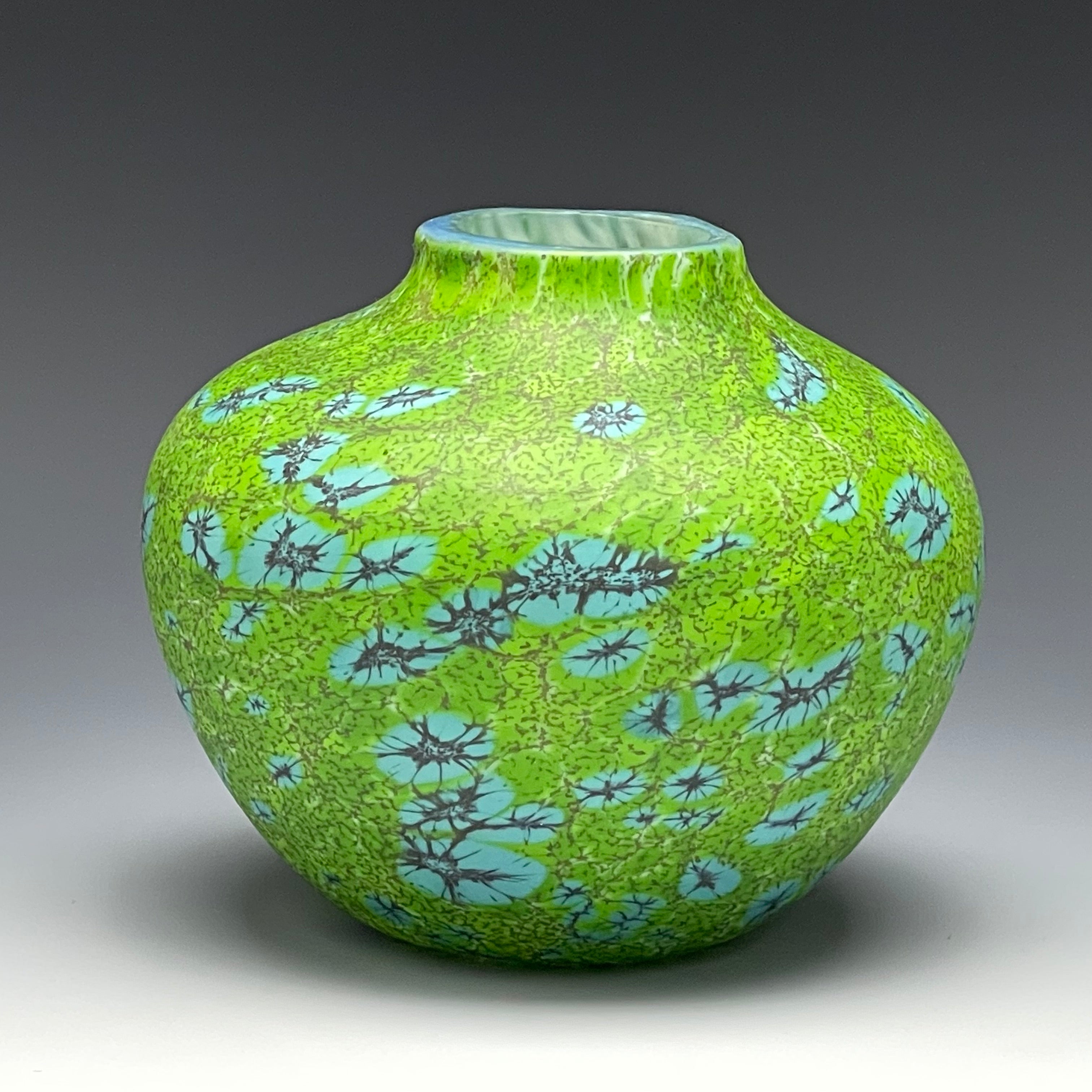 green native vessel, hand-made blown glass vase