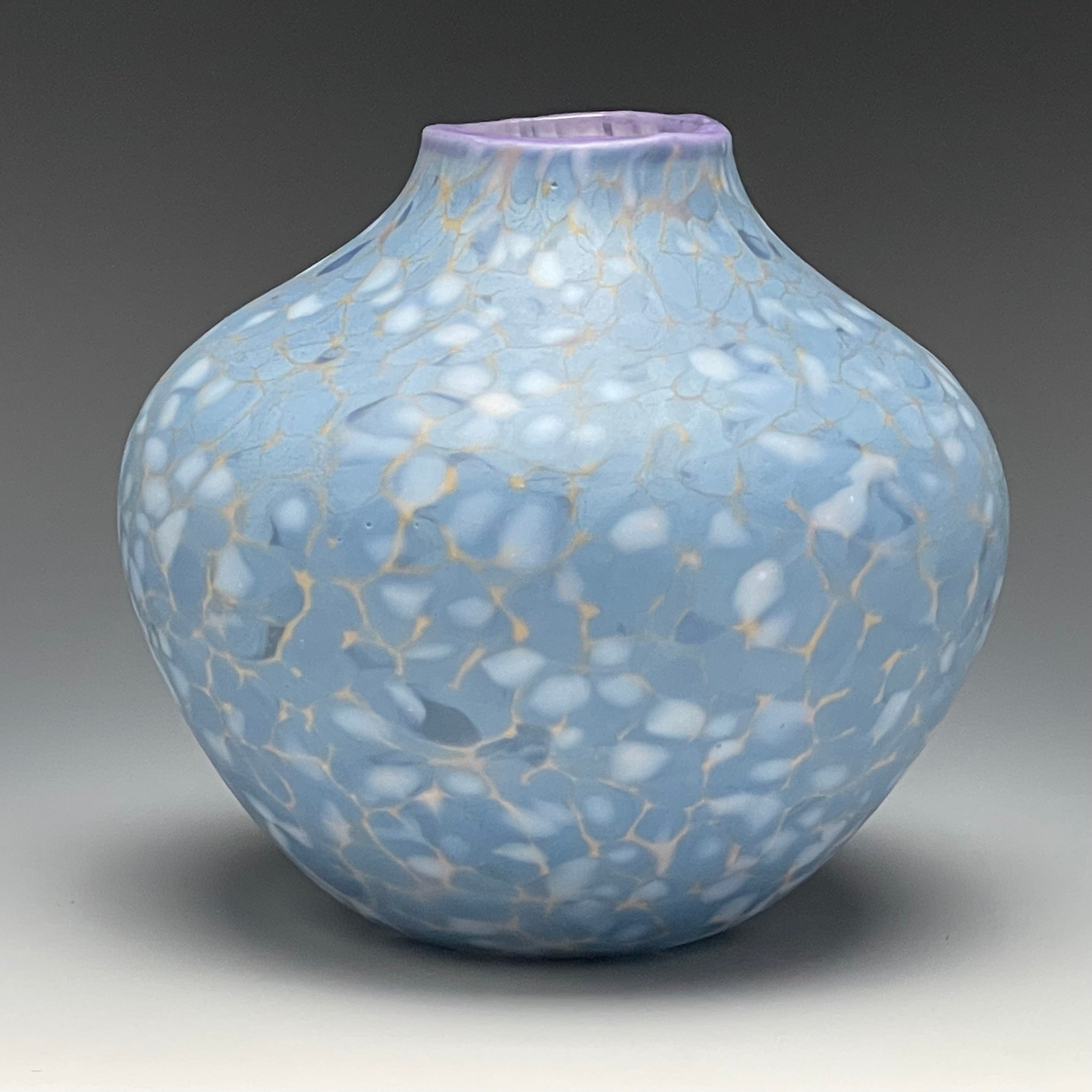 periwinkle blown glass vase, hand-made blown glass vase