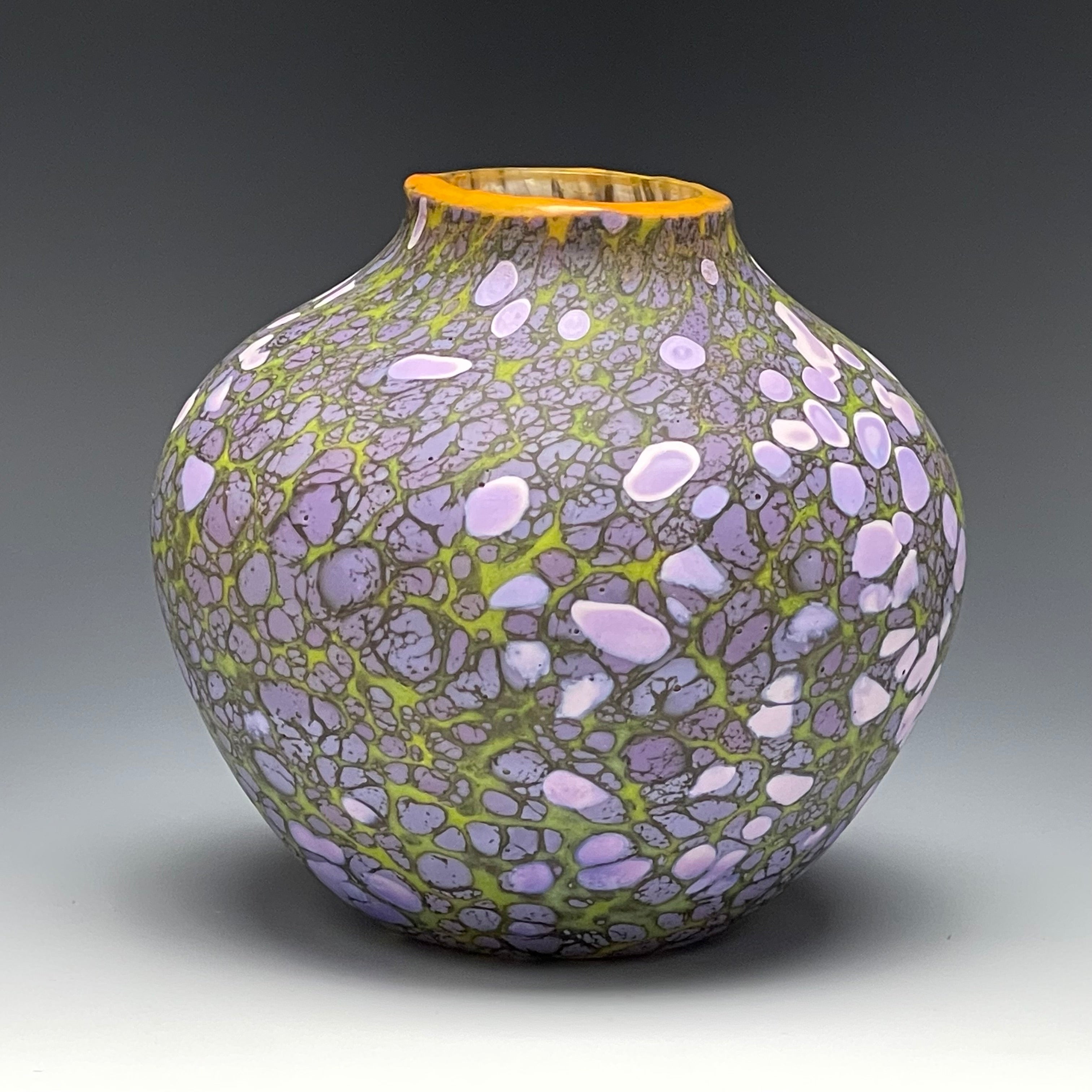 purple native vesse, hand-made blown  glass vase