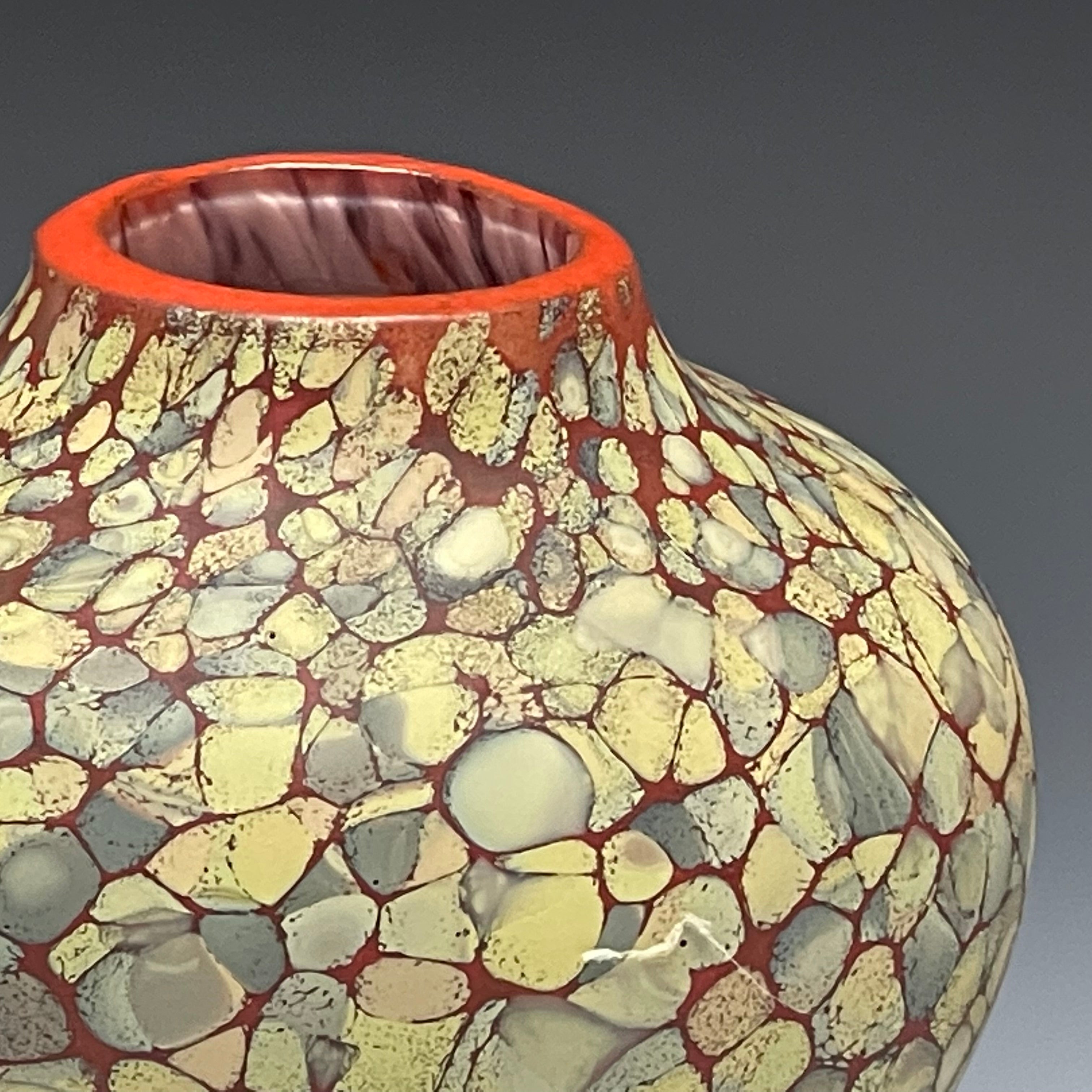 detail of sand native vessel, hand-made blown glass vase