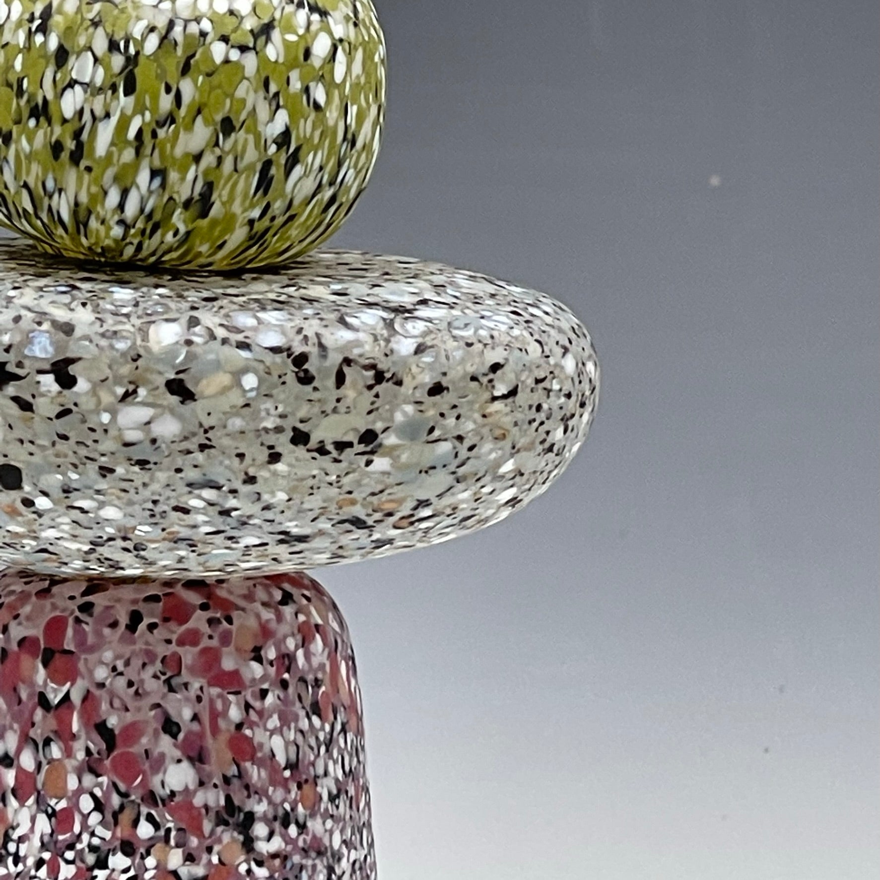 detail of 3 stone glass cairn