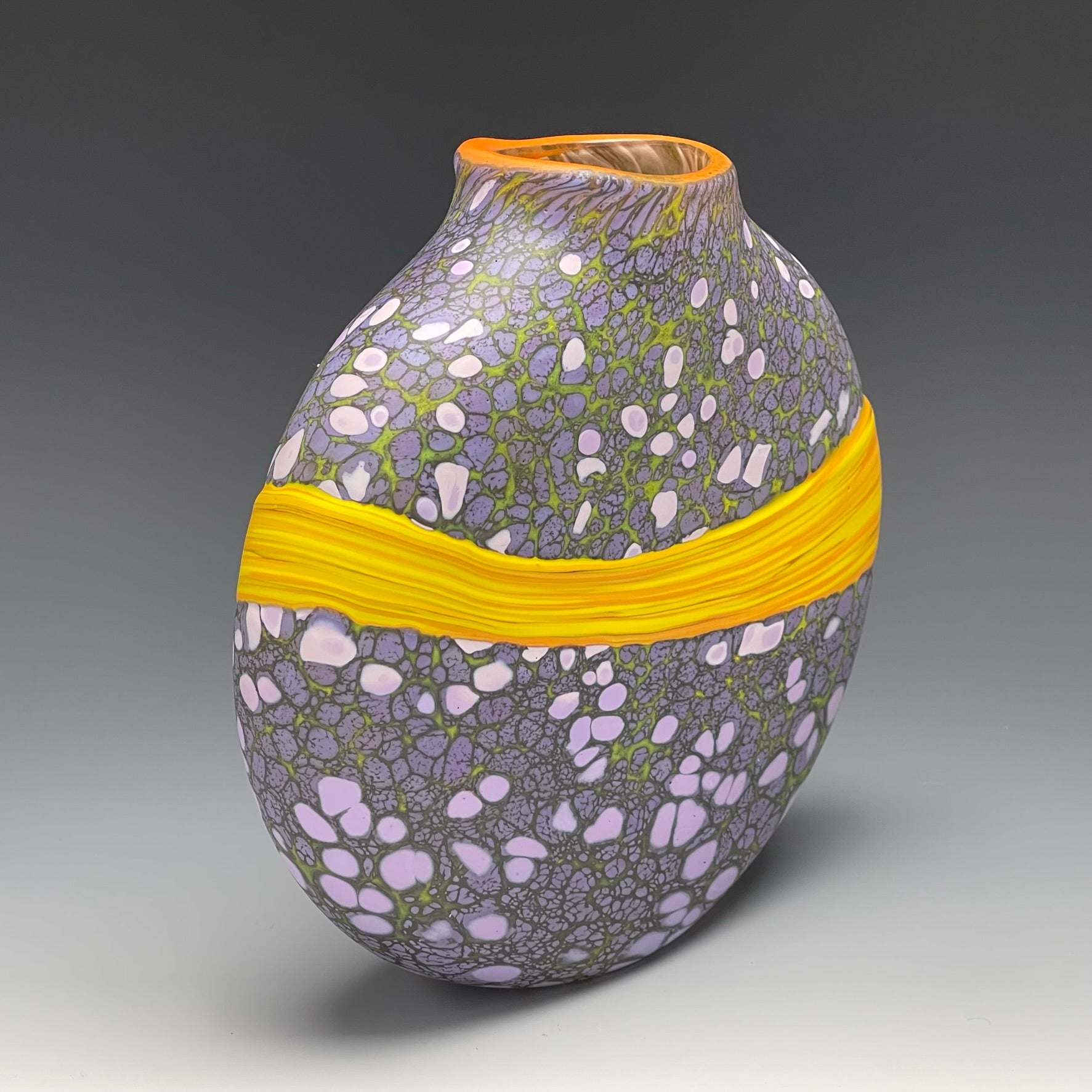 side view of purple strata vase