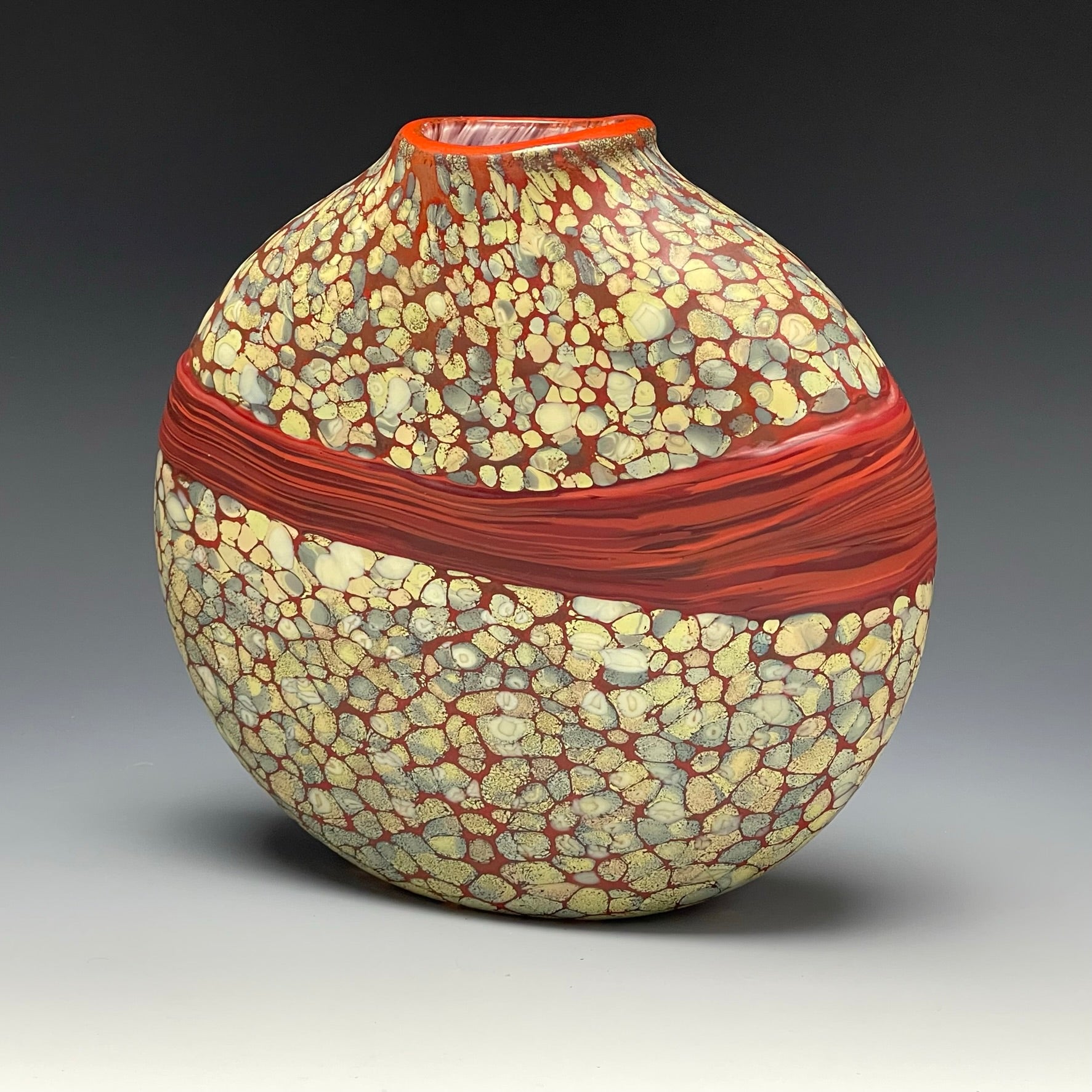 Strata Vase • Sandy with Red stripe