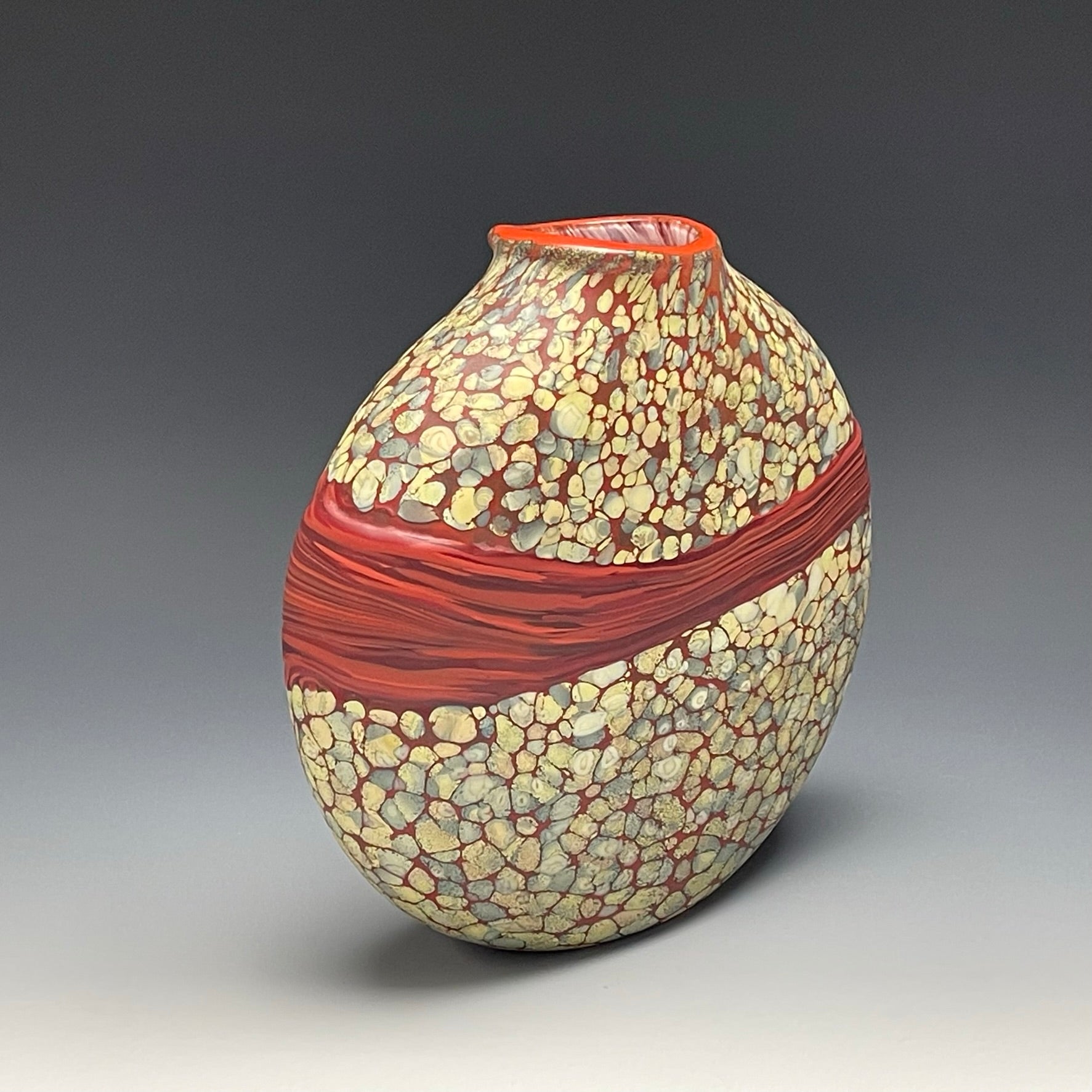 Strata Vase • Sandy with Red stripe