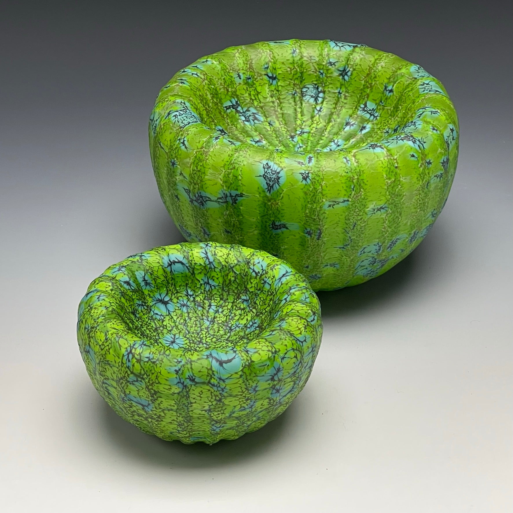 group of 2 green treasure bowls